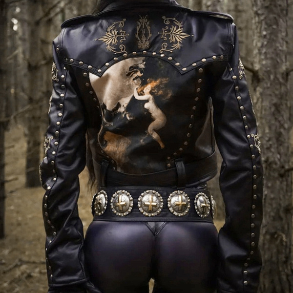 Goth Dark Aesthetic Grunge Steampunk Gothic Female Jackets Zipper PU  Leather Vintage