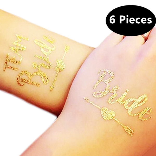 10xMetallic Gold Team Bride Tribe Temporary Tattoos Sticker Wedding Favor 3  : Amazon.in: Beauty