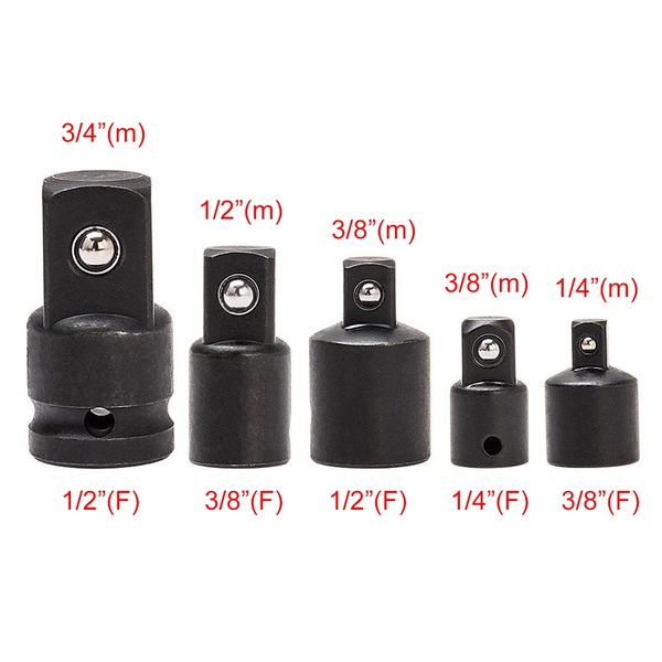 5pcs-universal-air-impact-reducer-adapter-socket-3-4-1-2-3-8-1-4-inch