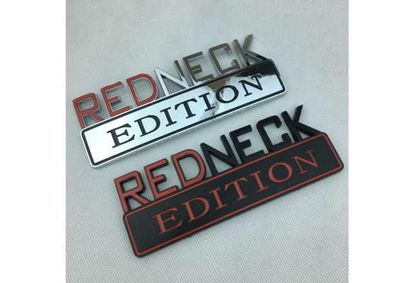 1Pcs 3.1 inch Redneck Edition Exterior Emblem CAR Truck Boat Decal Logo Replacement for F-150 F250 F350 Silverado RAM 1500 Chrome/Red
