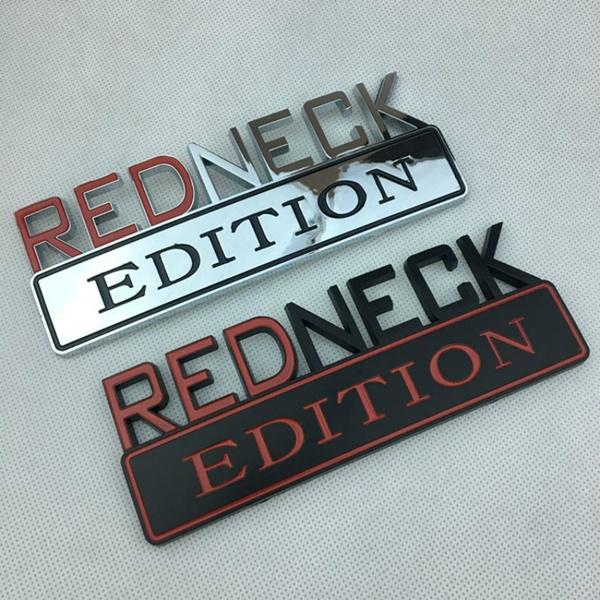 2pcs OEM REDNECK EDITION CAR EMBLEM Badge Replacement for F-150 F250 F350 Silverado RAM 1500 Black Red Sanucaraofo 