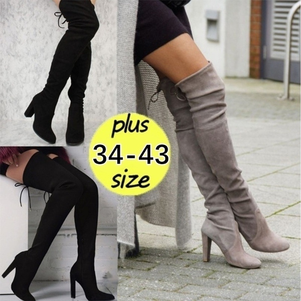 Boot Lace Up Stretch Slim Thigh 