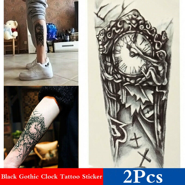 Skull Clock Tattoo | Realistic Temporary Tattoos – TattooIcon