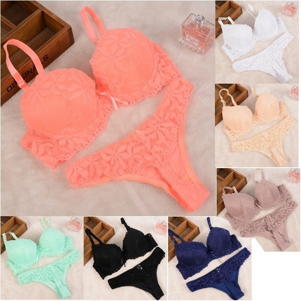 New Lace Embroidery Bra Set Women Plus Size Push Up Underwear Set Bra and Panty  Set 32 34 36 38 ABC Cup For Female