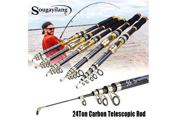 Sougayilang Carbon Fiber Portable Fishing Rod Telescopic Surf Travel Ultra  Light Spinning Fishing Pole 2.1M 2.4M 2.7M 3.0M 3.6M