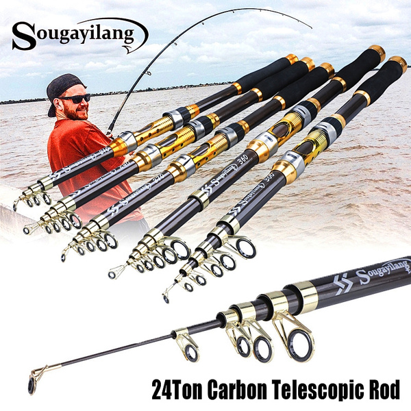 Telescopic Spinning Pole Fishing Rod Carbon Fiber Portable Travel 2.1m /3.6m New 