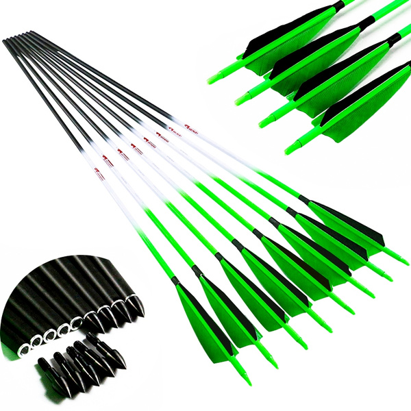 6pcs 30'' Arrow Carbon Arrows Spine 340 For Compound Bow Sport Hunting 
