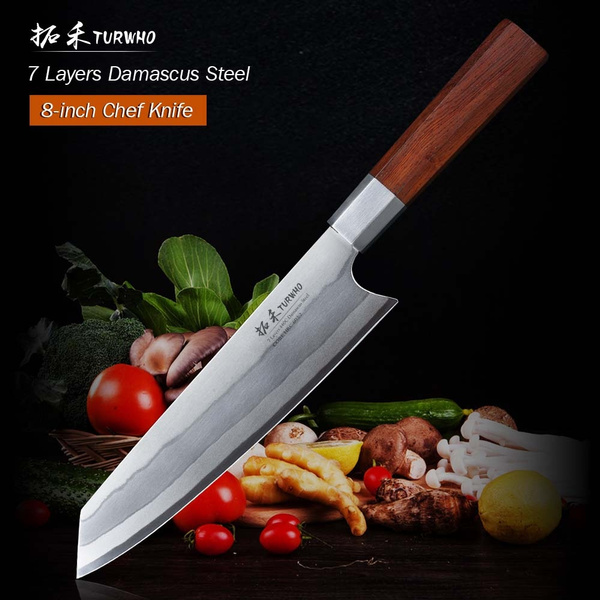 TURWHO 8"Chef Knife, Japanese Professional Kitchen Knife Super Sharp Carving Knife 7Layer 440C