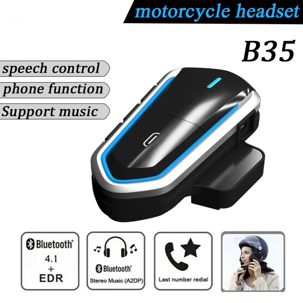 2019 New B35 Motorcycle Helmet Intercom Bluetooth 4.1 Headset Interphone Waterproof Speech Control Phone Function Support Music