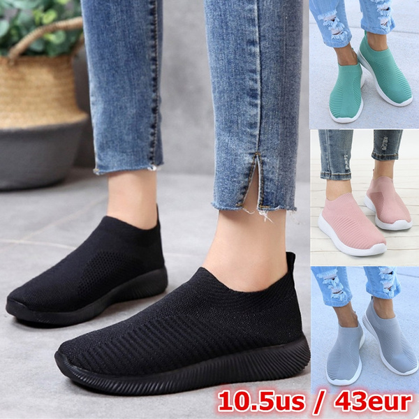 Fashion Sneakers Women Running Breathable Mesh Slip On Shoes