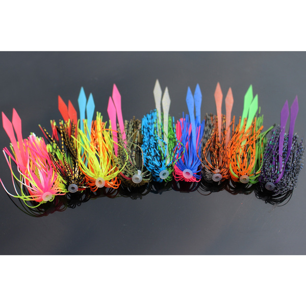 Tigofly 9 pcs 9 colors Colorful Silicone Skirts Streamer Spinnerbait  Buzzbait Squid Rubber Lure Baits Fishing Lures Accessories