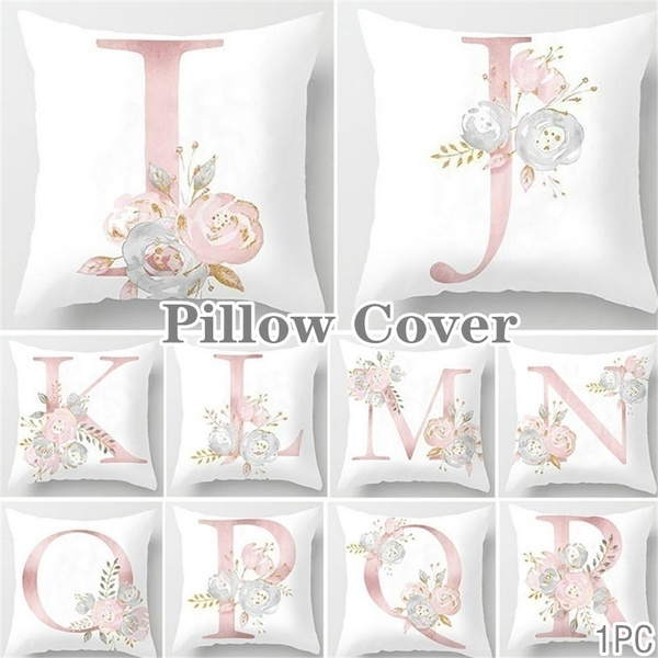 Letter Cushion Cover Alphabet Floral Pillow Case Bed Sofa Waist Throw Home Decor Letter Cushion Cover Alphabet Floral Pillow Case Bed Sofa Waist Throw Home Decor
