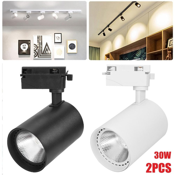 2Pcs Adjustable Track Rail LED Lamp COB 30W Aluminum Store Office Home Spotlight Wish
