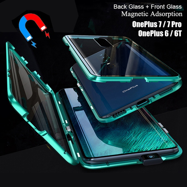Clancy Pompeji Låne Luxury 360° Full Protection Phone Case for Oneplus 7 / Oneplus 7 Pro Metal  Frame Magnetic Adsorption Double Sided Glass Magnet Case Cover for Oneplus 6  / Oneplus 6T | Wish