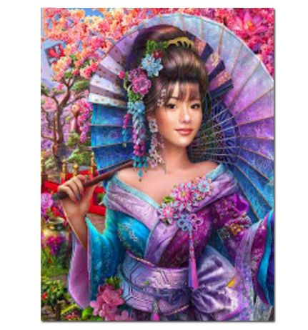 5D DIY Diamond Painting Japanese Cherry Blossom Woman Diamond Embroidery  Full Drill Square Round Pictures Of Rhinestones