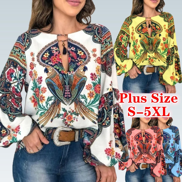 Boho plus size clearance shirts