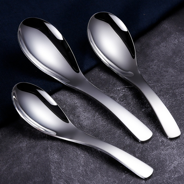 304 Stainless Steel Soup Spoon Deepen Thicken Spoon Coffee Tea Kitchen Spoons 