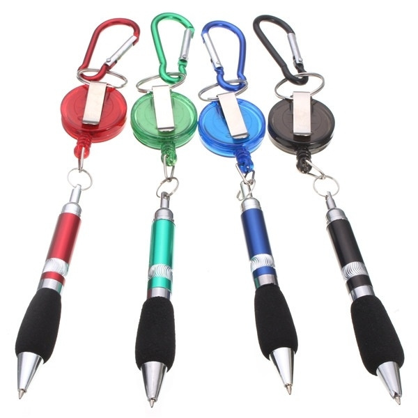 Brand New Retractable Reel Pen Belt Clip Corded Ball Point Work