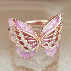 pink, butterfly, DIAMOND, wedding ring