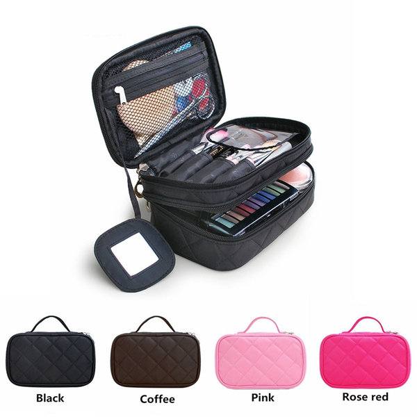 New Nylon Waterproof Double-layer Cosmetic Bag Portable Women  Multifunctional Makeup Bags with Mirror Creative Wash Bag Travel Kits | Wish