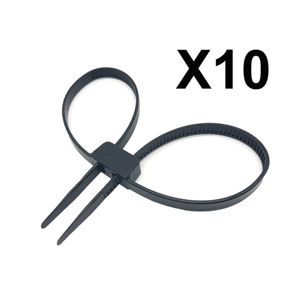 10 fascette resistenti e resistenti per polizia, in nylon, monouso, con doppia chiusura, in plastica nera, resistenza alla trazione di 113,4 kg, lunghezza 69,8 cm