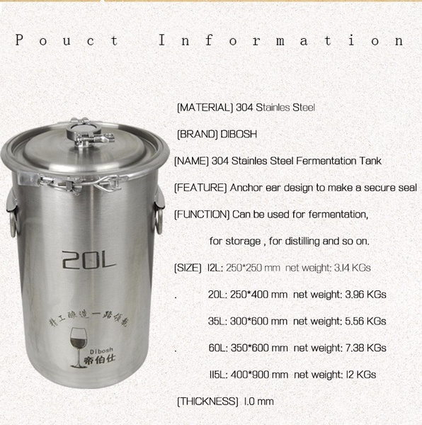 Stainless Steel 20L Container Bucket