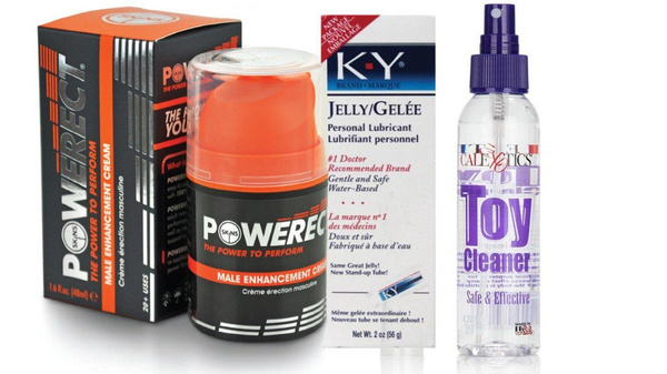 Skins Powerect Cream 48ml Pump And Anti Bacterial Toy Cleaner 43oz And A K Y Jelly 2oz Tube 