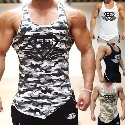 Fitness Men Tank Top Army Camo 
