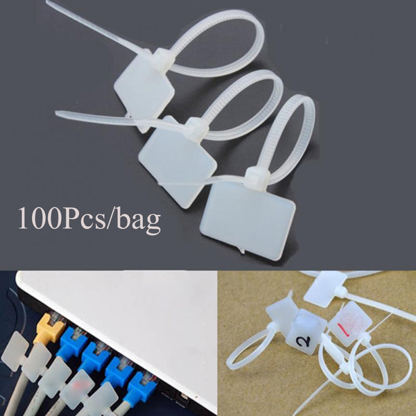 Lot Self-locking Cable Tie Network Cabling Tag Nylon Zip Marked Ties 100pcs 