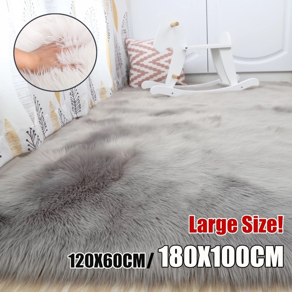 Super Large Size Soft Faux Fur Rectangle Carpet Faux Sheepskin Wool Rug Fur Blanket Fluffy Area Rug For Living Room Bedroom Windows Balcony Tea Table Mat Oversized Carpet Wish