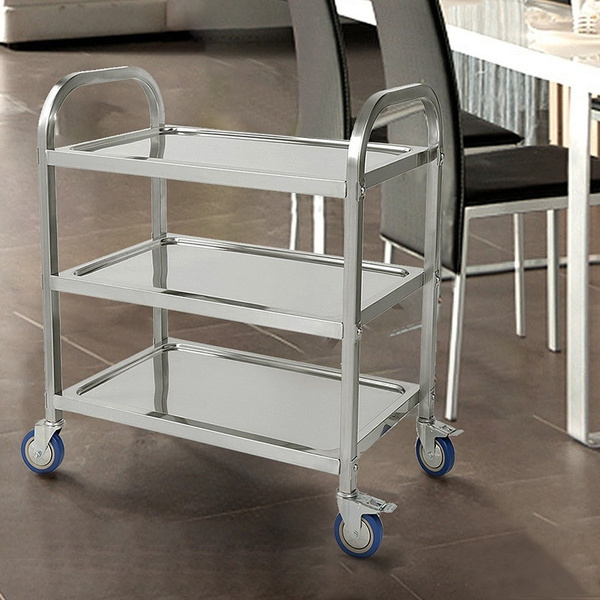 Stainless Steel 3Tier Kitchen Trolley Cart Food Storage Cart w