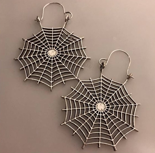 Spider web with spider large earrings with beads spider web earrings