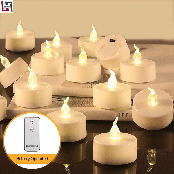 24/48PCS Flameless Votive Candles Battery Power Flickering Wedding LED Tea Light 