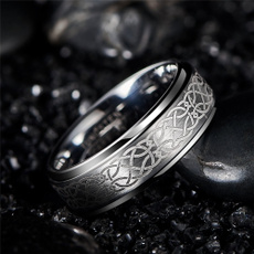 8MM, Celtic, polished, Stainless steel ring
