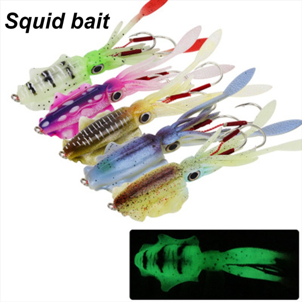 Glow Fishing Tackle Saltwater Octopus Bait hook Squid Skirt Lure long tail