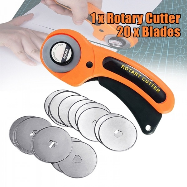 New Quality 20Pcs 45mm Rotary Cutter Refill Blades+ Quilters Sewing Fabric  Cutting Tools Set
