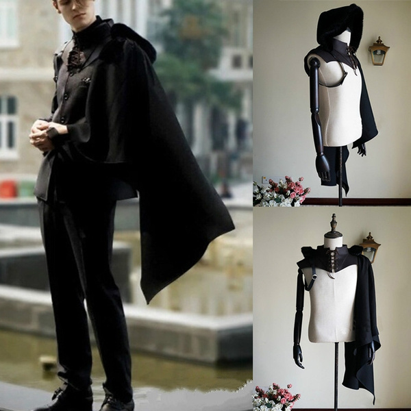 Gothic Punk Pirate Hooded Single Shoulder Mantle Vintage Women Men Fashion  Party Wear Cosplay Costume