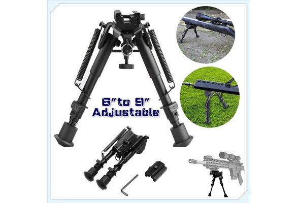Adjustable 6" to 9" Sniper Rifle Bipod Spring Return Picatinny Rail Mount 