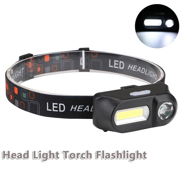 Mini COB LED headlight headlamp flashlight USB rechargeable torch night lighHBE 