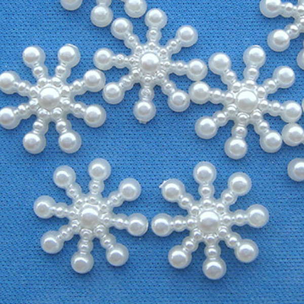 100× Snowflake Flatback Pearl Embellishments Christmas Craft DIY Tools W·RHB 