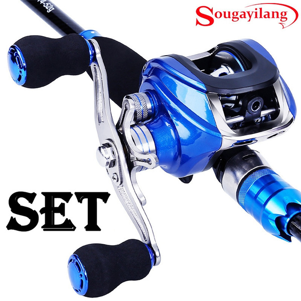 Sougayilang Blue Lure Fishing Rod and Baitcasting Reel Combo