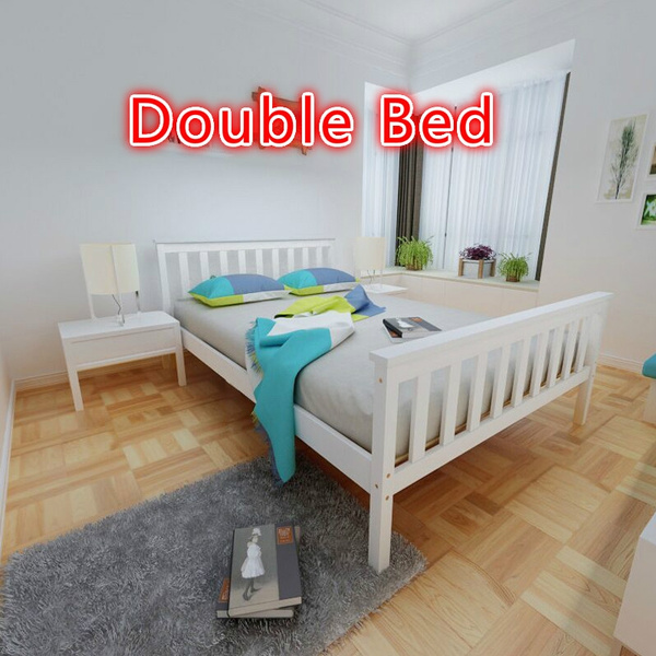 Double Bed White 4ft6 Double Bed Wooden Frame White