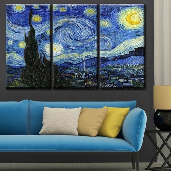 Starry sky Canvas Wall Art by Vincent van Gogh oil painting Picture Printed Md41 