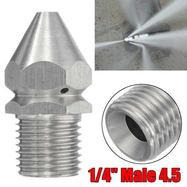 Pressure Washer Drain Sewer Cleaning Pipe Jetter Spray Nozzle 4 Jet 1/4''M 4.5 