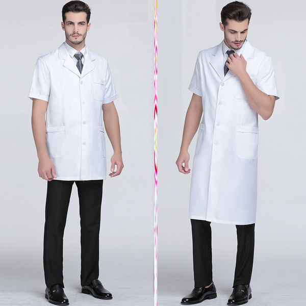Recover the waiter portable Men's Lab Coat Short Jacket/long Jacket Fashion Medical Uniform Short  Sleeves Lab Coat White Coat | Wish