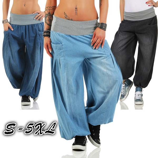 denim harem pants