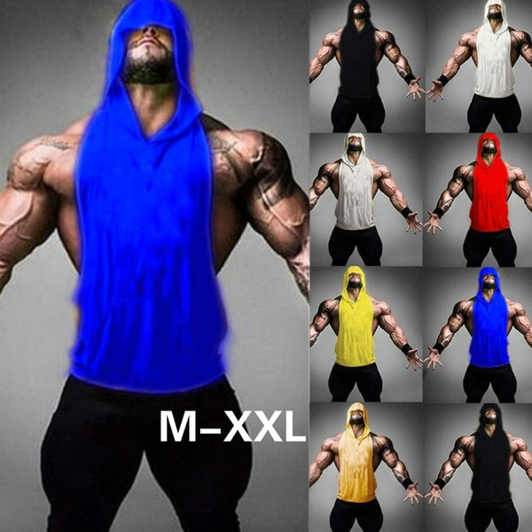 men's sleeveless workout hoodie