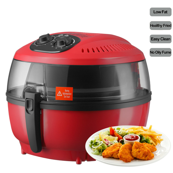 7.4 QT White/Red Digital Electric Air Fryer Oil-Less Griller Calorie Reducer 
