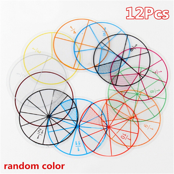 12pc Math Fraction Circles for Children Kids Student School Educational Toy GiGD 