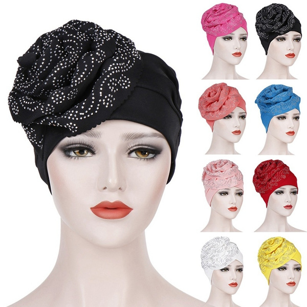 Hat Cancer Hair Loss Head Scarf Turban Cap Large Flower Hijab Chemo Women Muslim